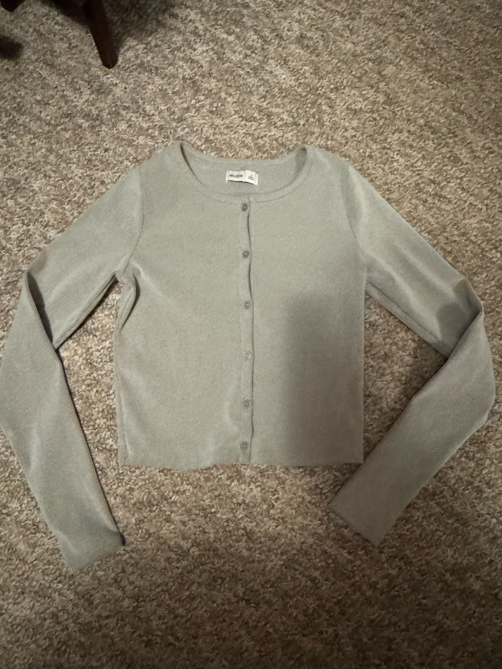 Hollister gray ribbed Cropped Button Cardigan size small
